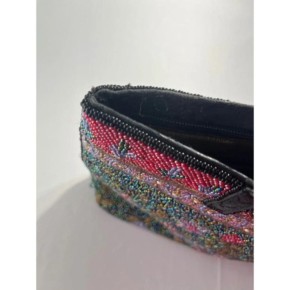 VTG Hand Beaded Patchwork Floral Sequin Evening Clutch Bag Women Multicolor Boho